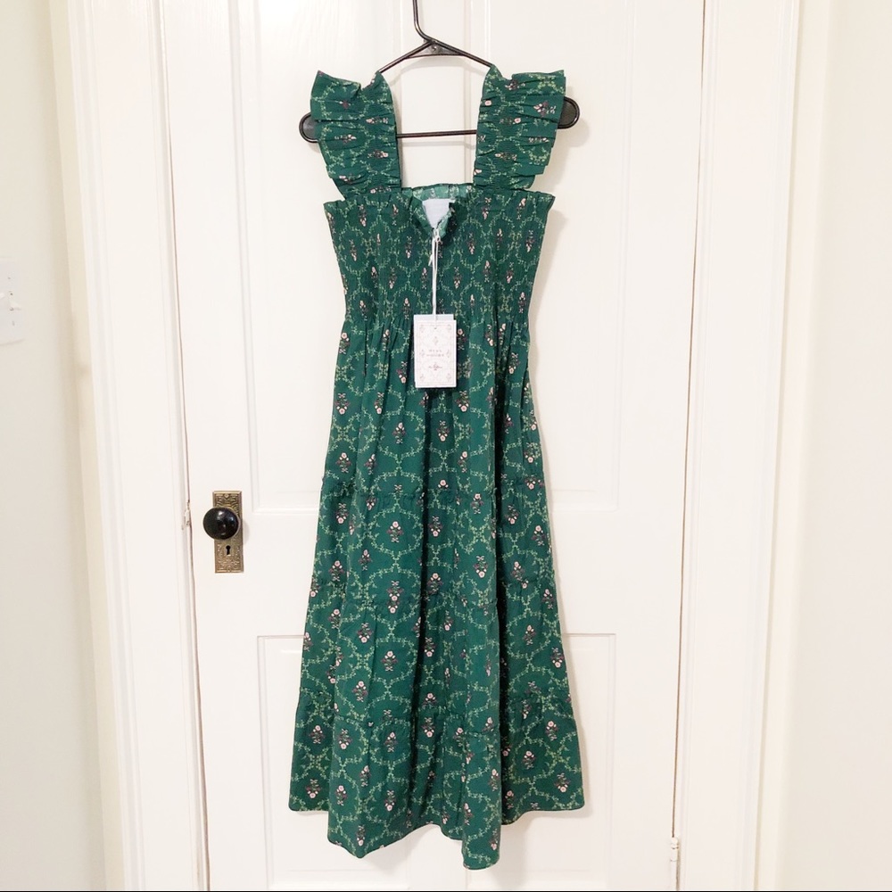 Hill House Home Ellie Nap Dress, Size Medium, in Green Trellis, NWT